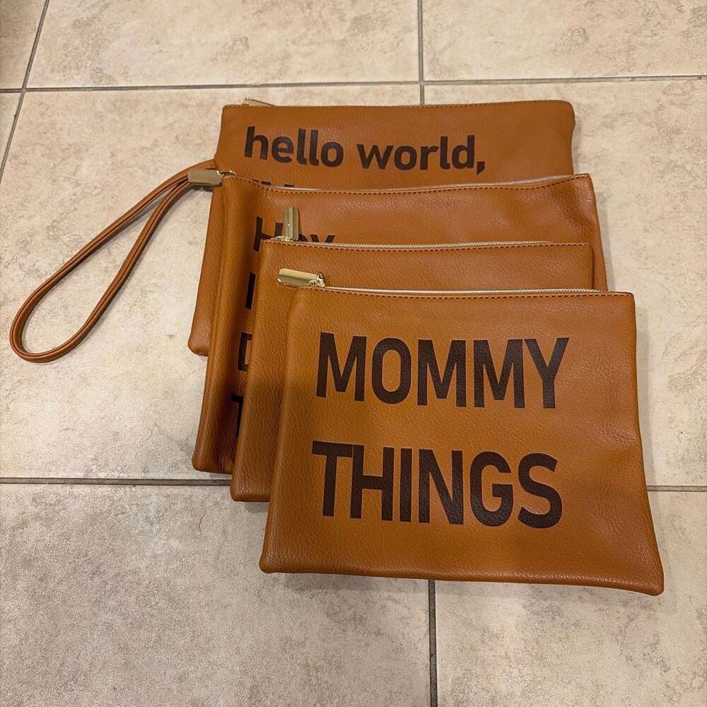 Miss Fong Leather Diaper Bag Organizing Pouches Set of 4 Brown